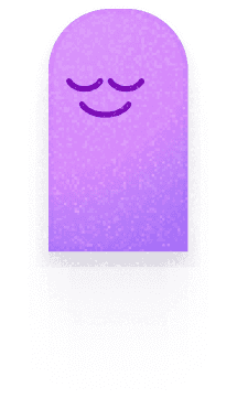 Violet smiley mascot illustration